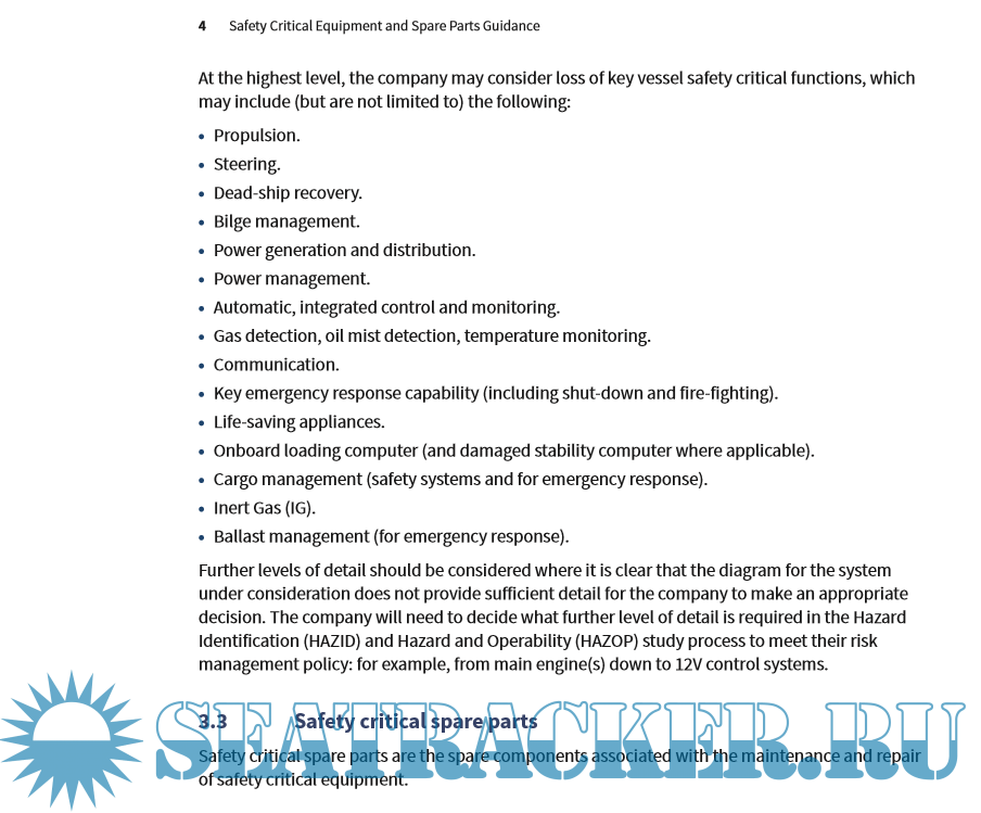 Safety Critical Equipment and SpareParts Guidance Private Selection