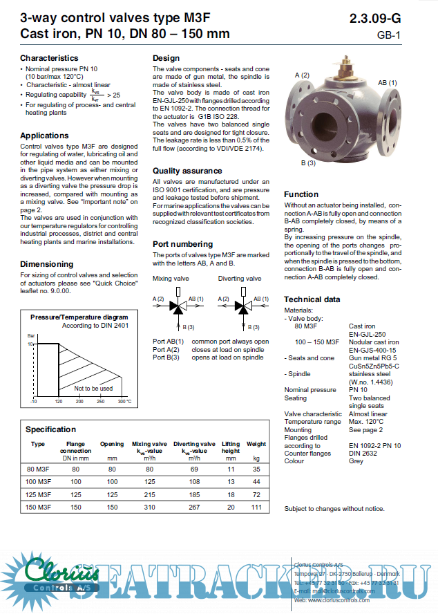 Clorius 3way temperature control valve Type M3F Clorius Controls A/S [2005, PDF] › Marine Tracker