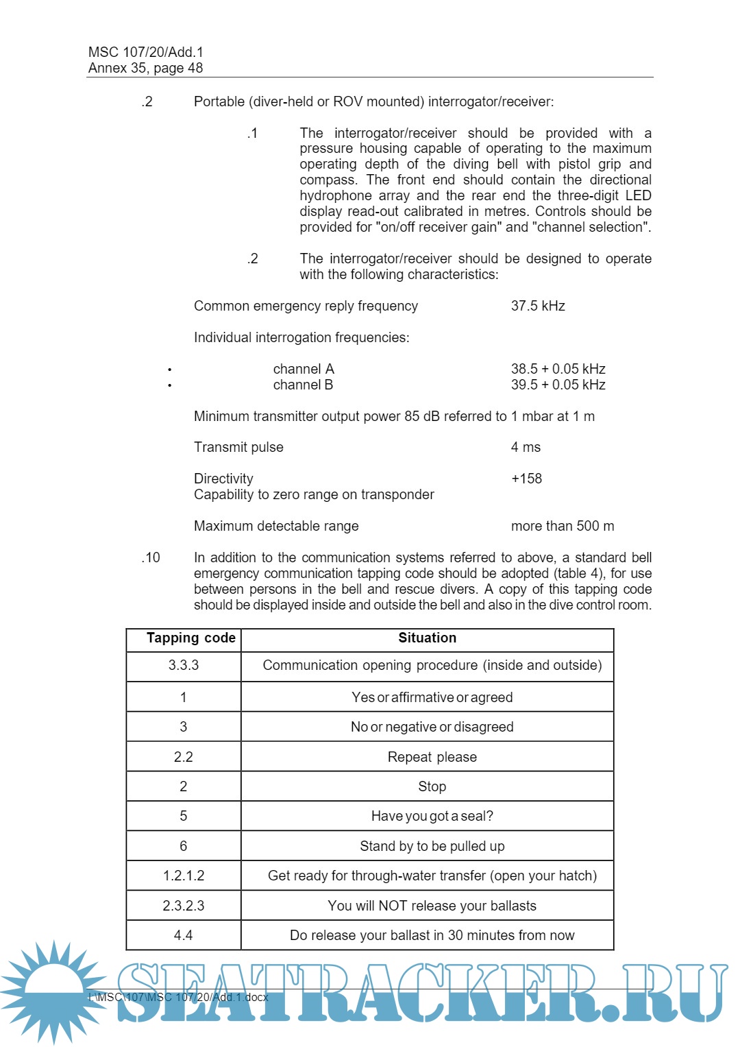 International Code of Safety for Diving Operations (DIVING Code) IMO [2023, PDF] › Marine Tracker
