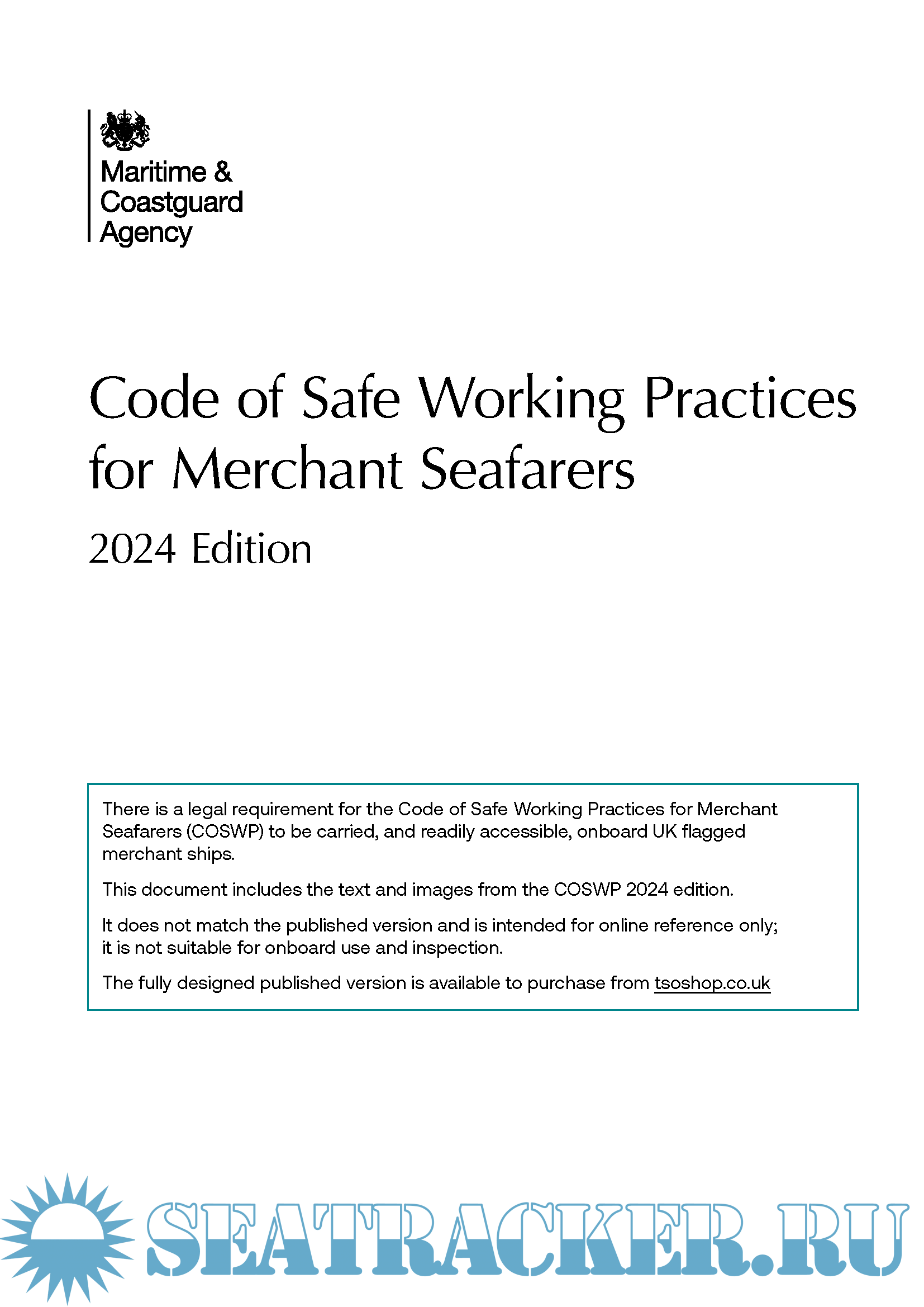 Code of safe working practices for merchant seafarers coswp 2024