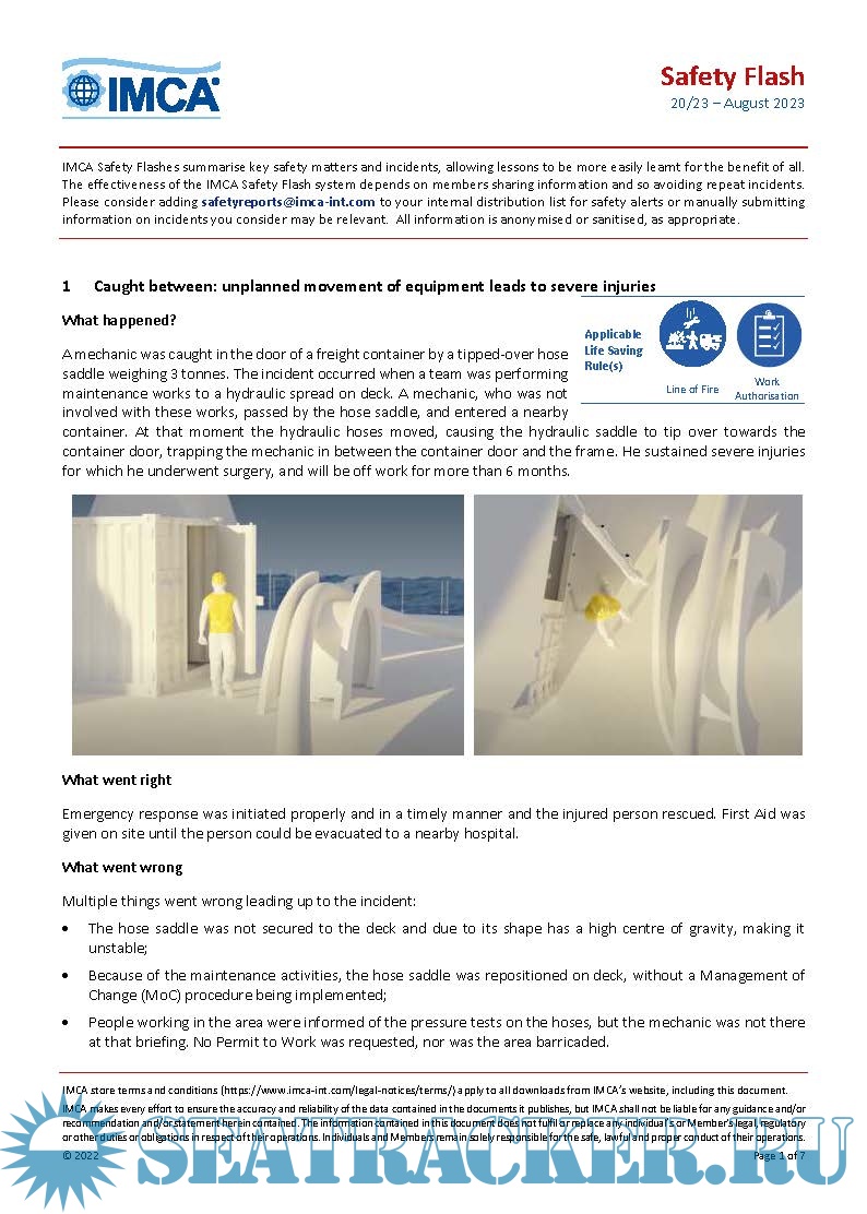 Safety Flashes issues 2024 (AugustOctober) IMCA [2023, PDF